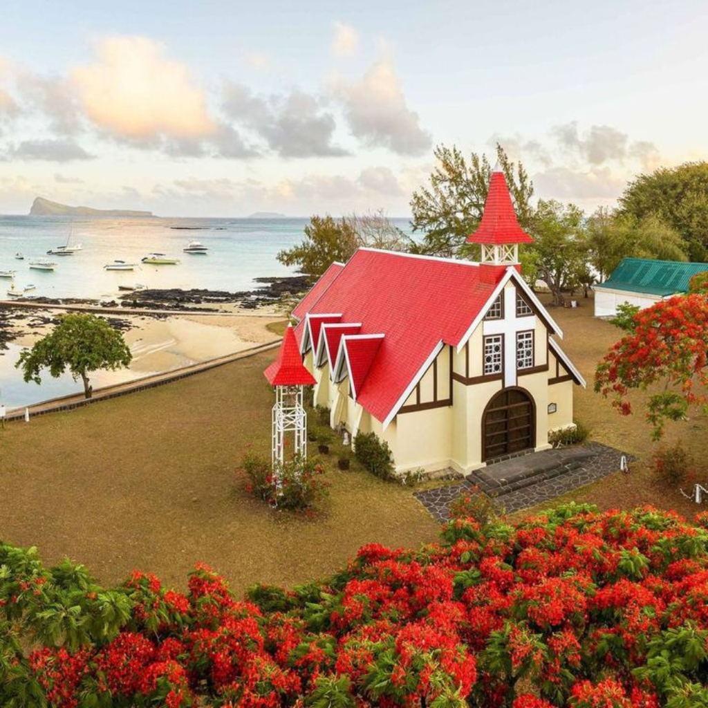 Cap Malheureux Church Mauritius red roof church during north tour with private taxi